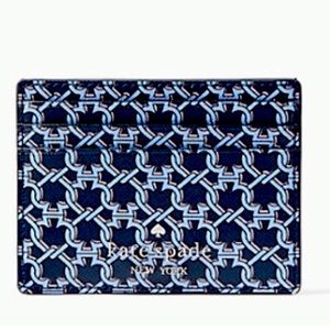 Kate Spade Graphic Small Slim Spade Blue Multi Link Card Holder.